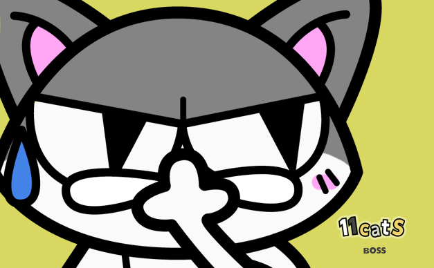 鼻をつまむ猫のイラスト(11Cats ボス)